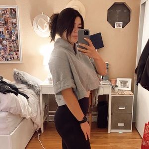 Cropped grey lululemon quarter sleeve sweater